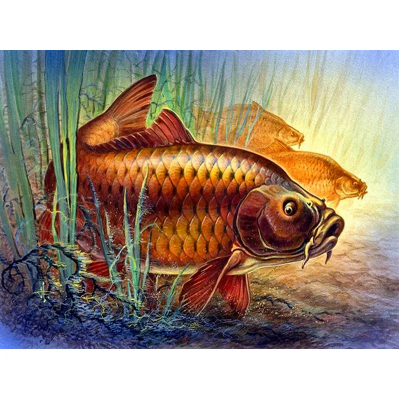 

Handmade Diamond Embroidery New 5D Diy Diamond Painting Carp Cross Stitch Full Round Diamond Mosaic Needlework Home Decor