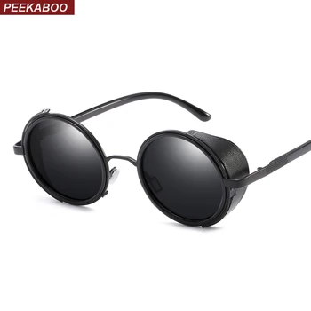 

Peekaboo side shield sunglasses men round polarized metal frame 2019 gold black steampunk sun glasses for women retro uv400