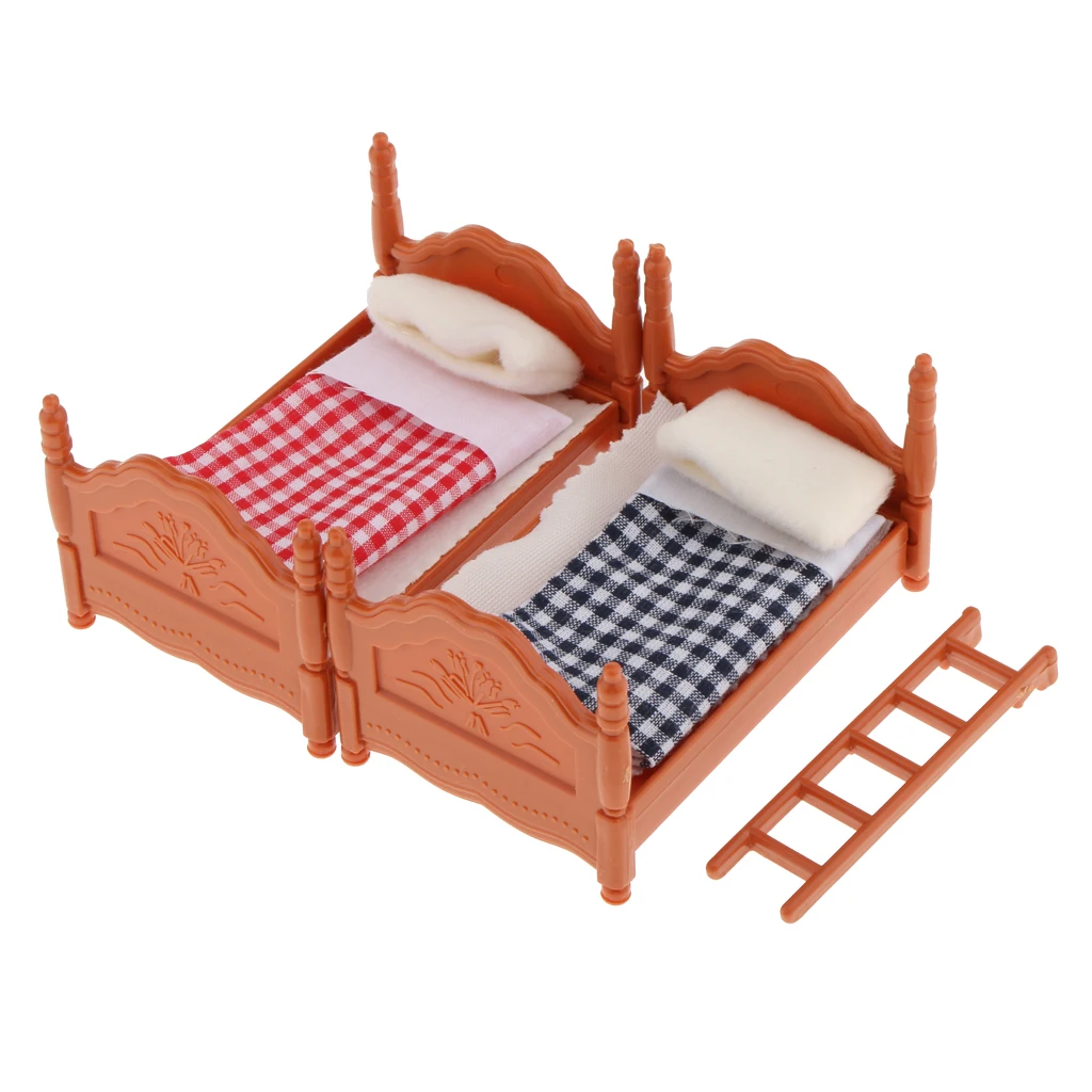 1/12 Scale Dollhouse Miniature Nursery Room Furniture Kits - Double Bunk Bed Model Set