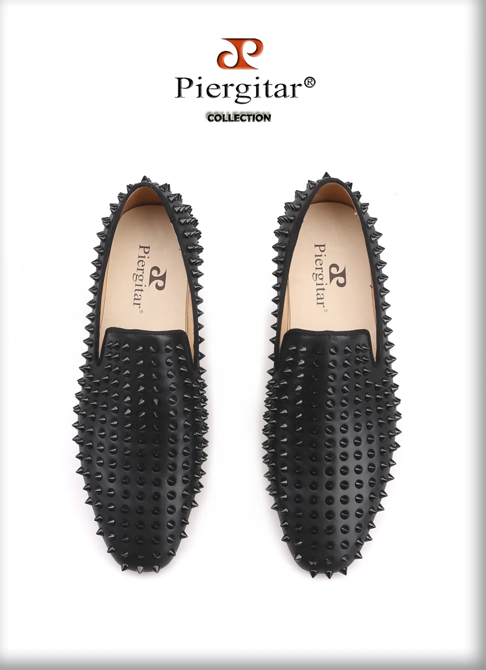 Piergitar/Новинка; Мужская обувь с шипами в виде одуванчиков; эта кожаная версия в тон черного цвета является шикарной основой как для работы, так и для работы