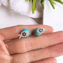 SLJELY Настоящее серебро 925 проба желтый золотой цвет на удачу рыбий глаз серьги-гвоздики с кубическим цирконием женские роскошные ювелирные изделия