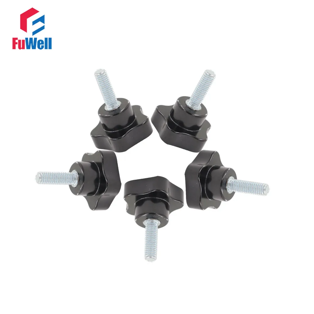 

5pcs M8 Thread Clamping Knobs 40mm Head Screw on Type Replacement Star Knob 15/20/25/30/35/40/50/60/70mm Length Clamping Grips