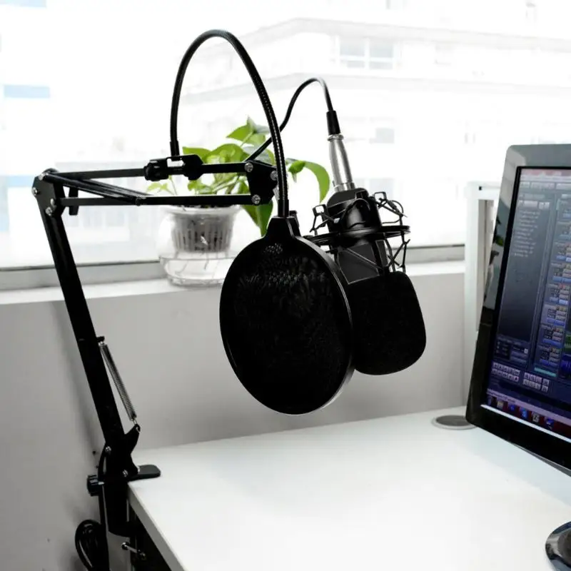 BM-800 Профессиональная студия вещания Запись конденсаторный микрофон Настольный ножничный микрофонный Стенд набор XLR кабель монтажный зажим