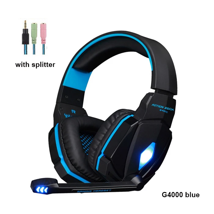 KOTION EACH G2000 G9000 игровые гарнитуры Игровые наушники гарнитура стерео наушники с микрофоном для ПК геймера в розничной упаковке - Цвет: G4000 blue n cable