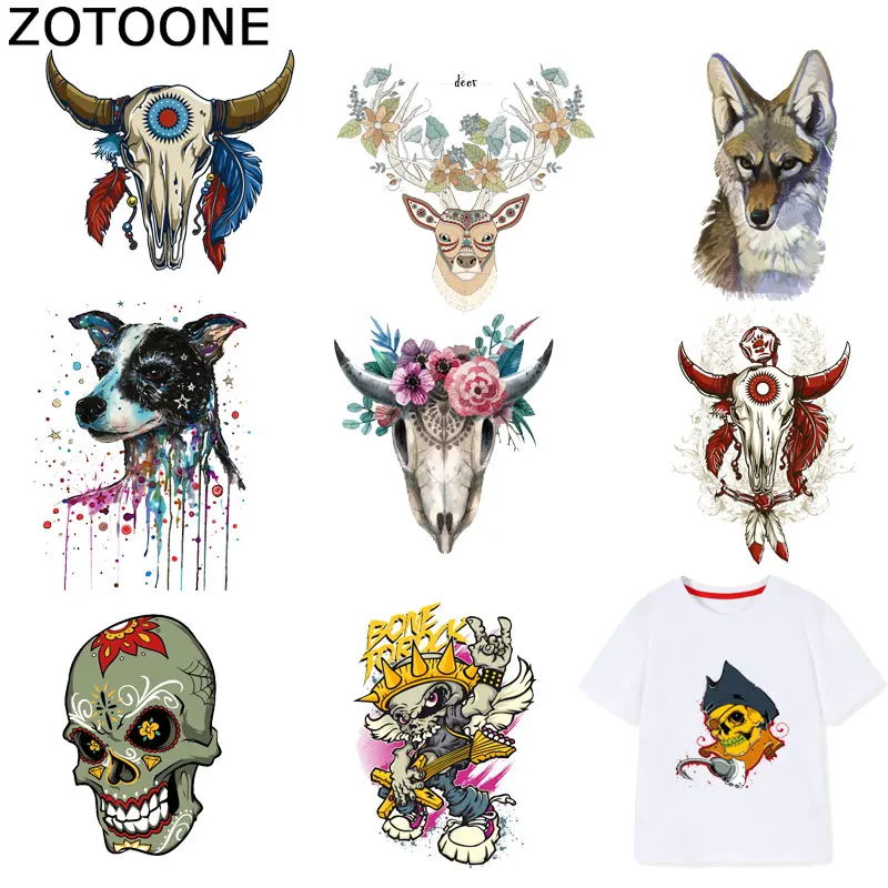 ZOTOONE наклейки на голову быка с нашивкой в виде черепа железные одежду футболка