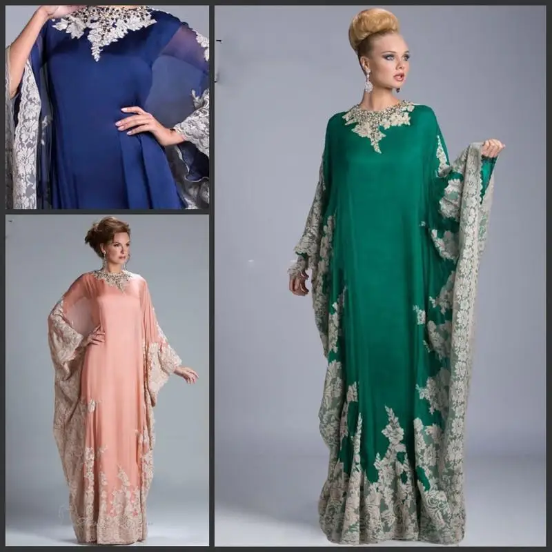 

Appliques Arabic Kaftan Evening Dresses Arabic Abaya Dubai Elegant A-Line Evening Dresses With Long Sleeves Mother of the Bride
