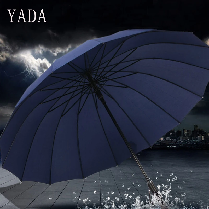 

YADA 16K Solid Color Rain Women Umbrella Long-handle Automatic Umbrellas For Men Strong Rainproof Parasol Rain UV Umbrella YD132