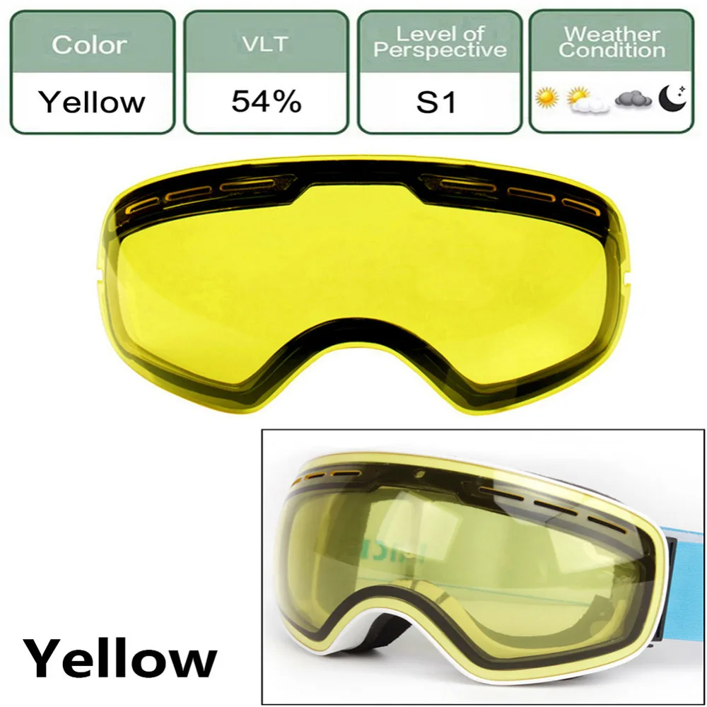 Double layer Anti glare Lenses Ski Night Vision Goggles Mask Lens Anti