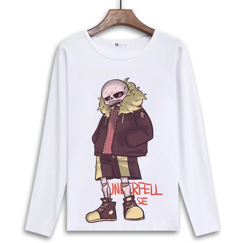 Футболка с длинным рукавом Подростковая рубашка принтом Undertale sans and papyrus|Футболки|