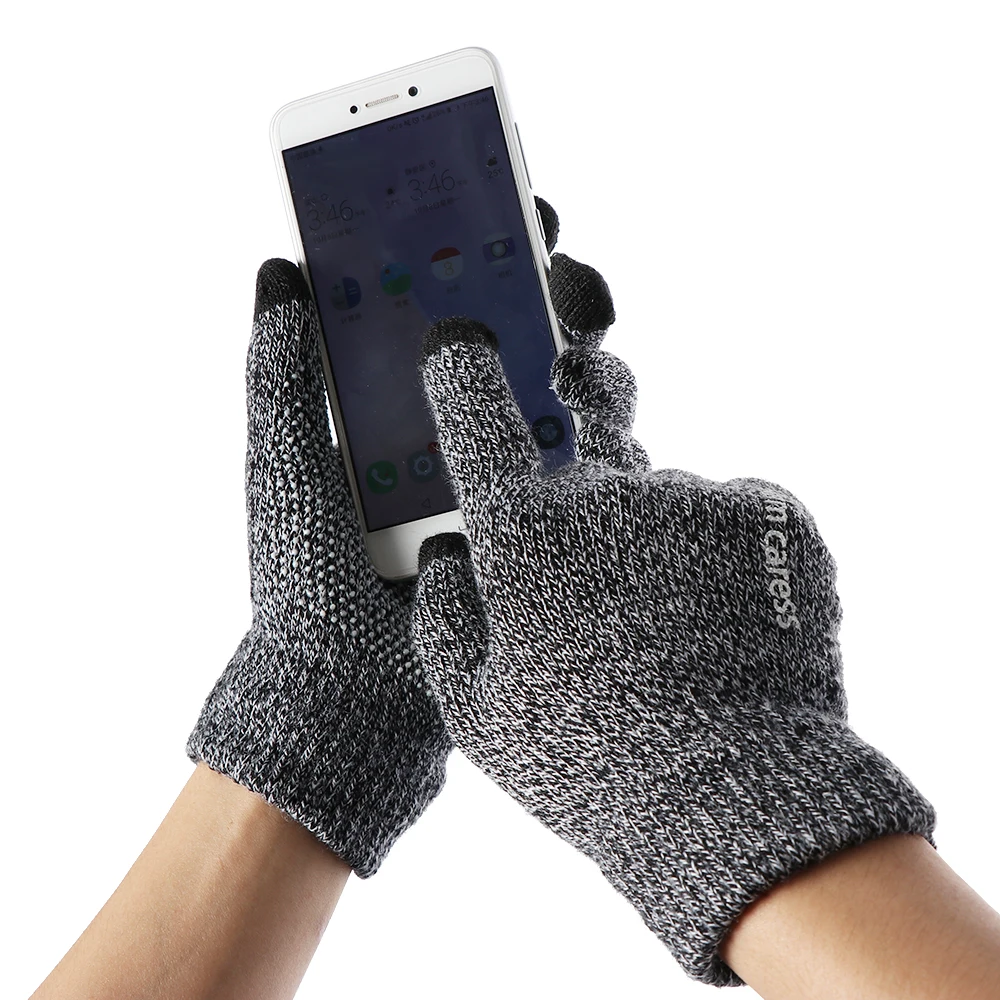 

Women Men Knitted Gloves Thicken Winter Autumn Warm Wool Cashmere Solid Gloves For Phone Screen Male Men Mitten Business Gloves