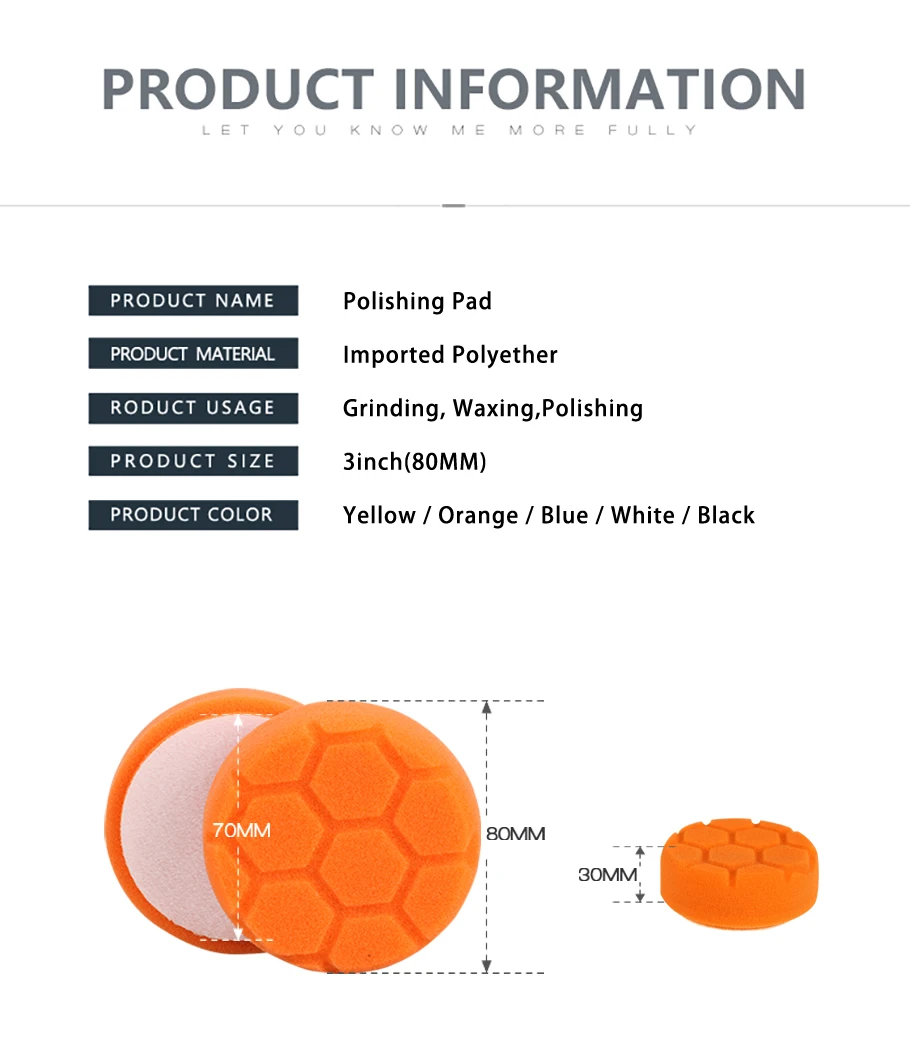 SPTA "(80 мм) полировальная буферная накладка полировальная подушка набор желтый/оранжевый/синий/черный/белый для полировщика автомобиля-Выберите Набор