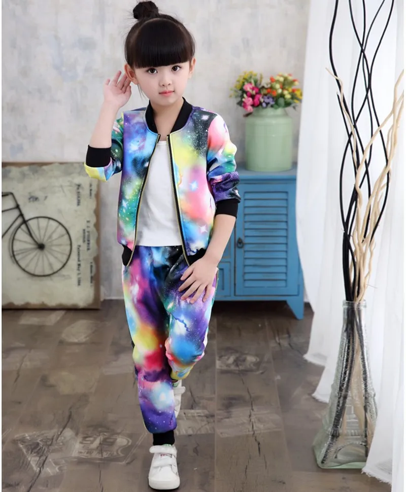 2019 Autumn Girls Clothing Sets Children Tracksuit Fashion Zipper Coat And Pant Set Kids Clothes Set Carnival Girl Sports Suit  (7)