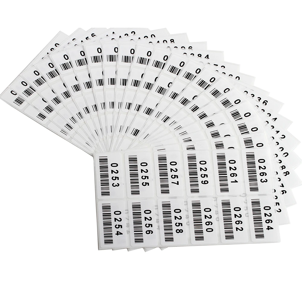 Polyester Consecutively Numbered Labels. Measure: 2" X 1" with Barcode (Various Number Sequences Available) 240PCS/Lot | Канцтовары
