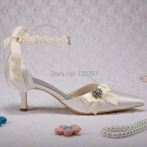 ivory satin pointed heels