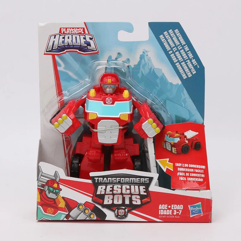 13cm Playskool Heroes Transformers Rescue Bots Energize Heatwave the Fire-Bot Hot Shot Rescan Chase The Police Bot Action Figure