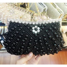 Белая вечерняя сумка черная Коктейльная сумка для банкета расшитый перламутровым бисером клатч кошелек для свадьбы, вечеринки дамские сумочки x63