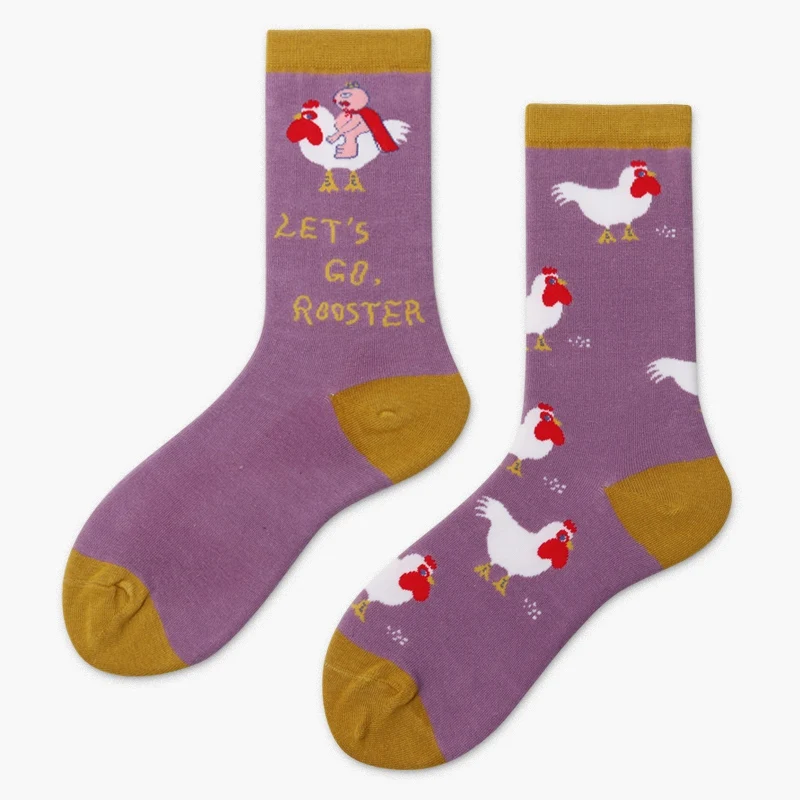 Сочетающиеся женские носки; оригинальные корейские носки из чесаного хлопка с интересным рисунком; сетчатые красные носки; женские Носки с рисунком - Цвет: LETGO