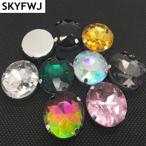 

40pcs Baoshihua Flat Top Round Crystal Fancy Stone In Metal Claw Setting Sew On Rhinstones