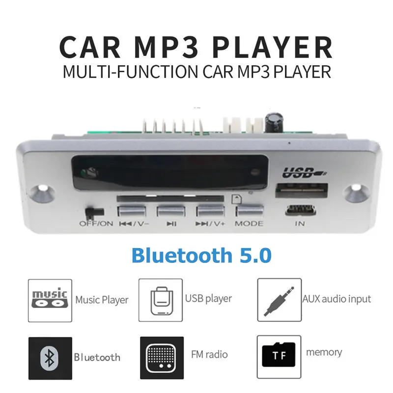 3,5 мм USB AUX Bluetooth V5.0 приемник MP3-плеер 5 в 12 В MP3 декодер плата беспроводной автомобильный fm-радио модуль 1 Din автомобильный динамик автомобильный комплект