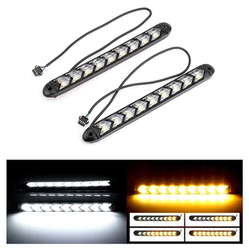 

2PCS Car Flash Turn Singal Light Daytime Running Light Flexible DRL With Flow Turnlight White/Amber Switchback LED Knight Strip