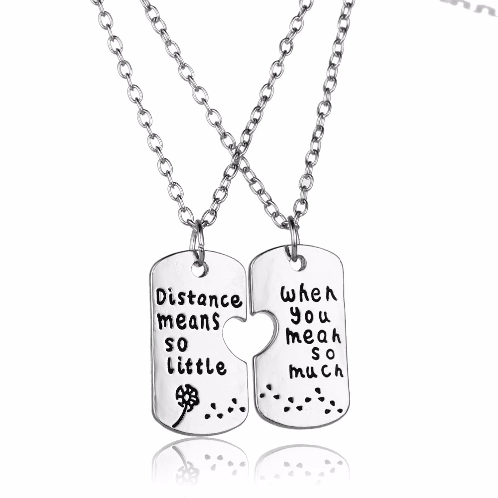 2pc Long Distance Relationship Necklace Dandelion Jewelry Distance Means So Little When You Mean So Much Necklace His Her Gifts Relationship Necklace Little Necklacenecklace Little Aliexpress