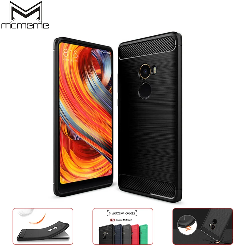 

MCMEME For Xiaomi Mi Mix 2 Case Silm Silicone Soft TPU Brushed Carbon Fiber Texture For Xiaomi Mi Mix 2 Mix 2 Back Cover Shell