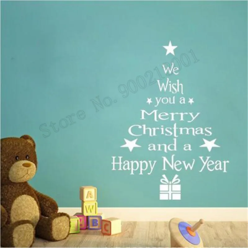 

Vinyl Art Room Decoration 2018 Merry Christmas Tree Wall Sticker Removeable Ornament Poster Mural Fashion Decal LY554