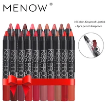 MENOW 19 Цвет/комплект не оставляющая следов от поцелуев пикантные Красота Водонепроницаемый Помада-карандаш прочного не выцветают помада Подарок 19 точилка 4187