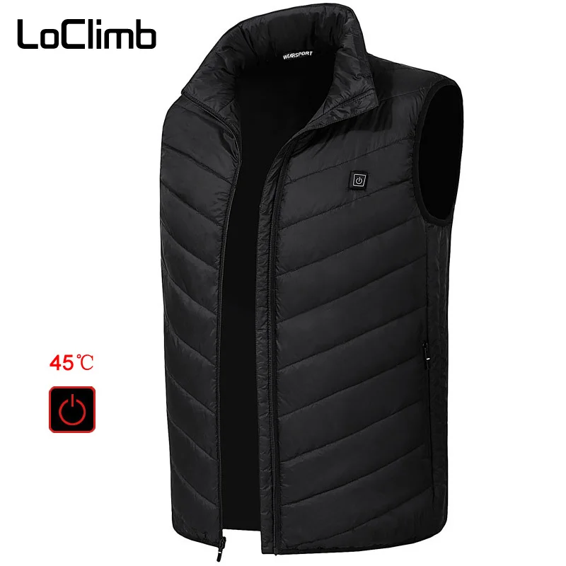LoClimb Men's Winter Heated Vest Men Warm USB Heating Waistcoats Mens