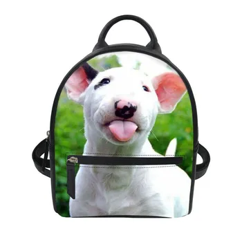 

THIKIN Custom College Mini Shoulder Bag Miniature Bull Terrier Pattern Fashion Girl Small Backpack Female School Bags Travel