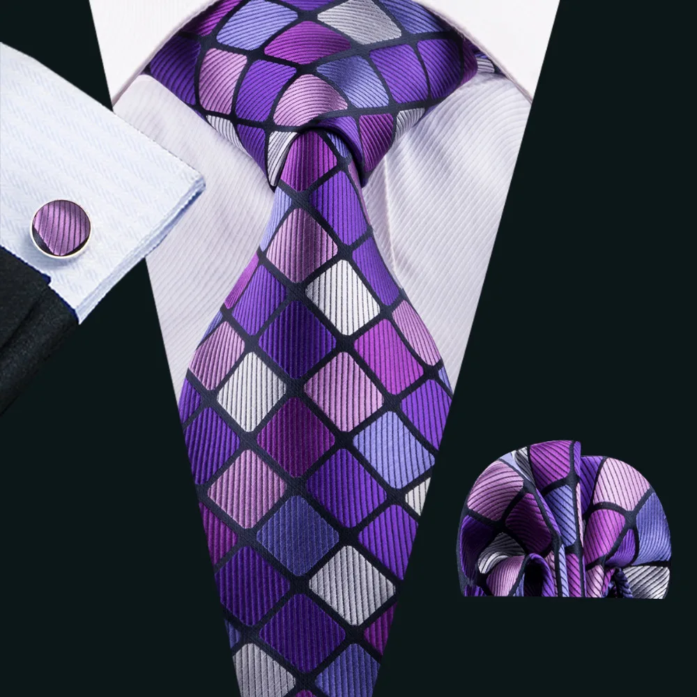 

LS-1579 Barry.Wang 2017 Men`s Tie 100% Silk Jacquard Woven Necktie Hanky Cufflinks Sets For Formal Wedding Business Party