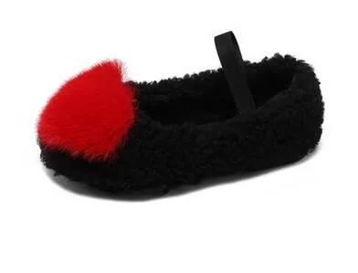 Зимняя хлопковая обувь для девочек, детская бархатная теплая плотная обувь, Детская меховая удобная обувь принцессы, размер 26-36 - Цвет: Red