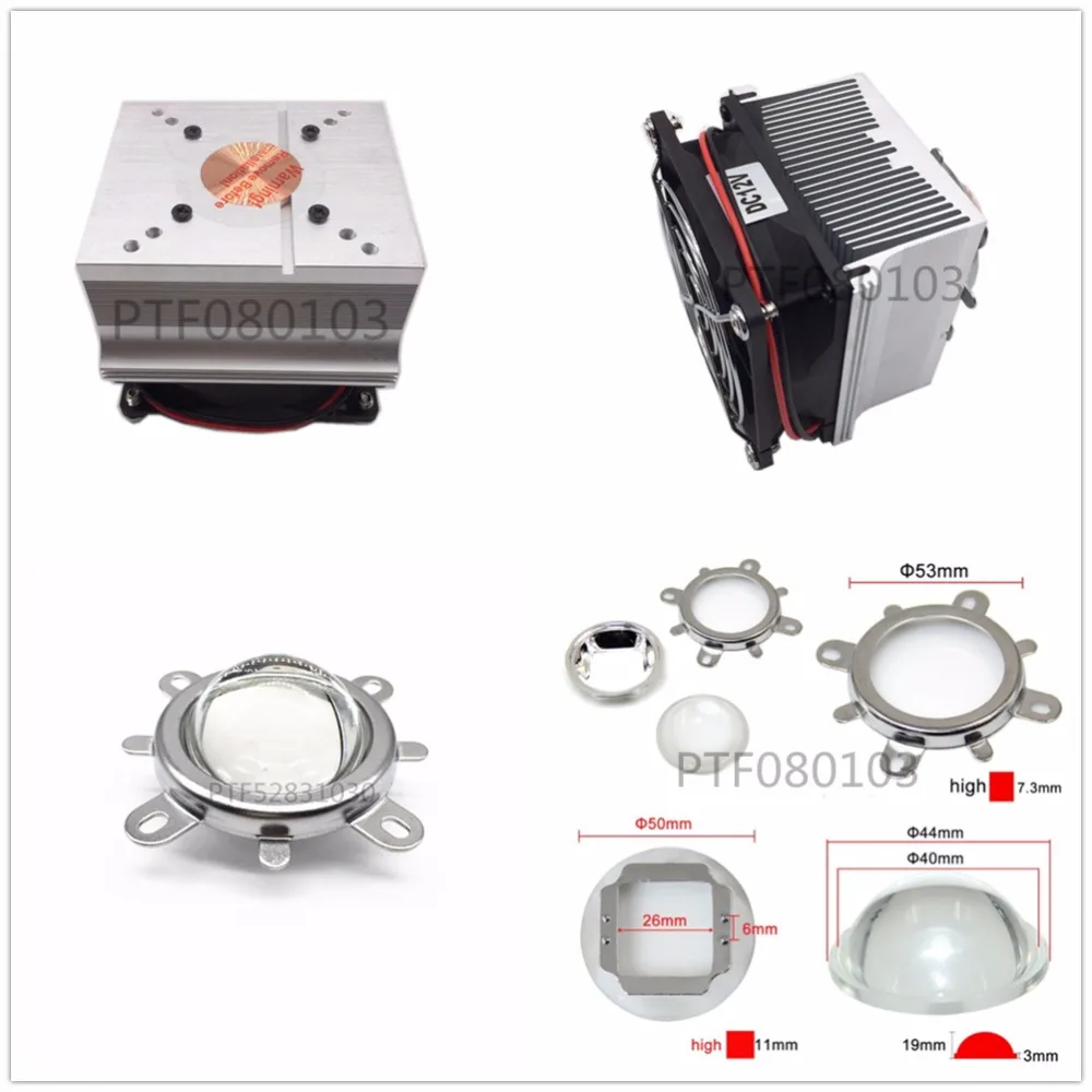 Free Shipping 1pc Aluminium Heat Sink Cooling Fan 20w 50w 100w High Power Led Light 80degree