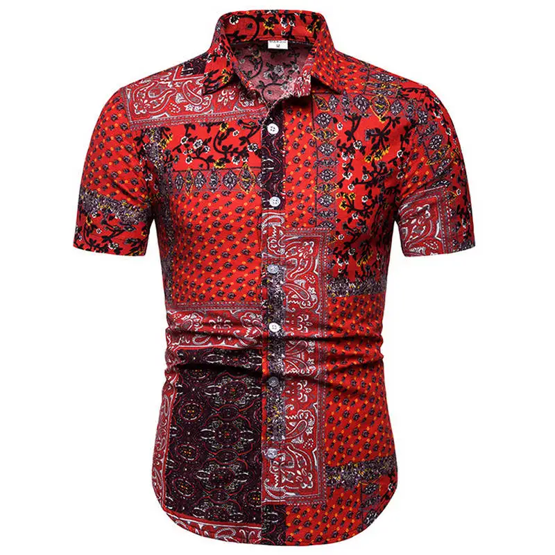 Mens Summer Beach Hawaiian Shirt Brand Short Sleeve Plus Size Floral Shirts Men Casual Holiday Vacation Clothing Camisas