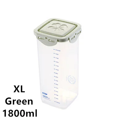 WBBOOMING Healthy Plastic Box Food Storage Box Storage Tank Airtight Plastic Containers Sealed Cans For Coarse Cereals Grains - Цвет: Green 1800ml