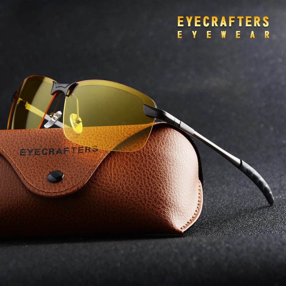 Eyecrafters мужские очки без оправы поляризационные солнцезащитные с желтыми линзами
