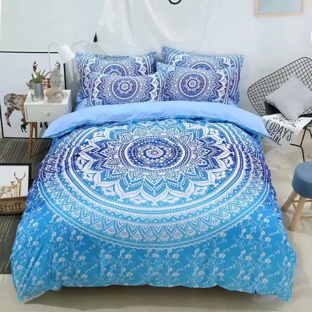 US 19 OFF Bohemian Mandala Flower Bedspreads Twin Queen King Full Size Blue Comforter Duvet Cover 3 4pc Womans Gift 3d Vivid Bedding Sets In
