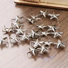 100 pçs 15mm estrela rebites de prata metal couro artesanato diy pregos pontos pontos nailhead rock punk vestuário vestuário costura decoração
