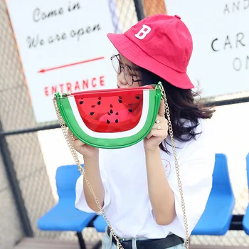 

Sweet girl summer new female bag quality transparent women bag cute fruit packet chain shoulder messenger bag orange watermelon