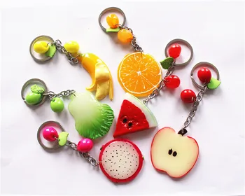 

randomly New fruit metal key chain creative gift bag key chain pendant mix design