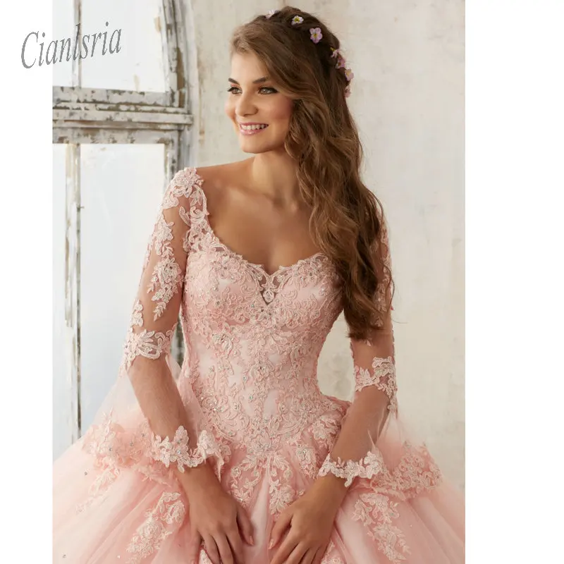 Румяна розовые платья Quinceanera сладкий 16 платье длинная юбка в пол из тюля подростков обувь для девочек Пышное Vestidos de 15 anos