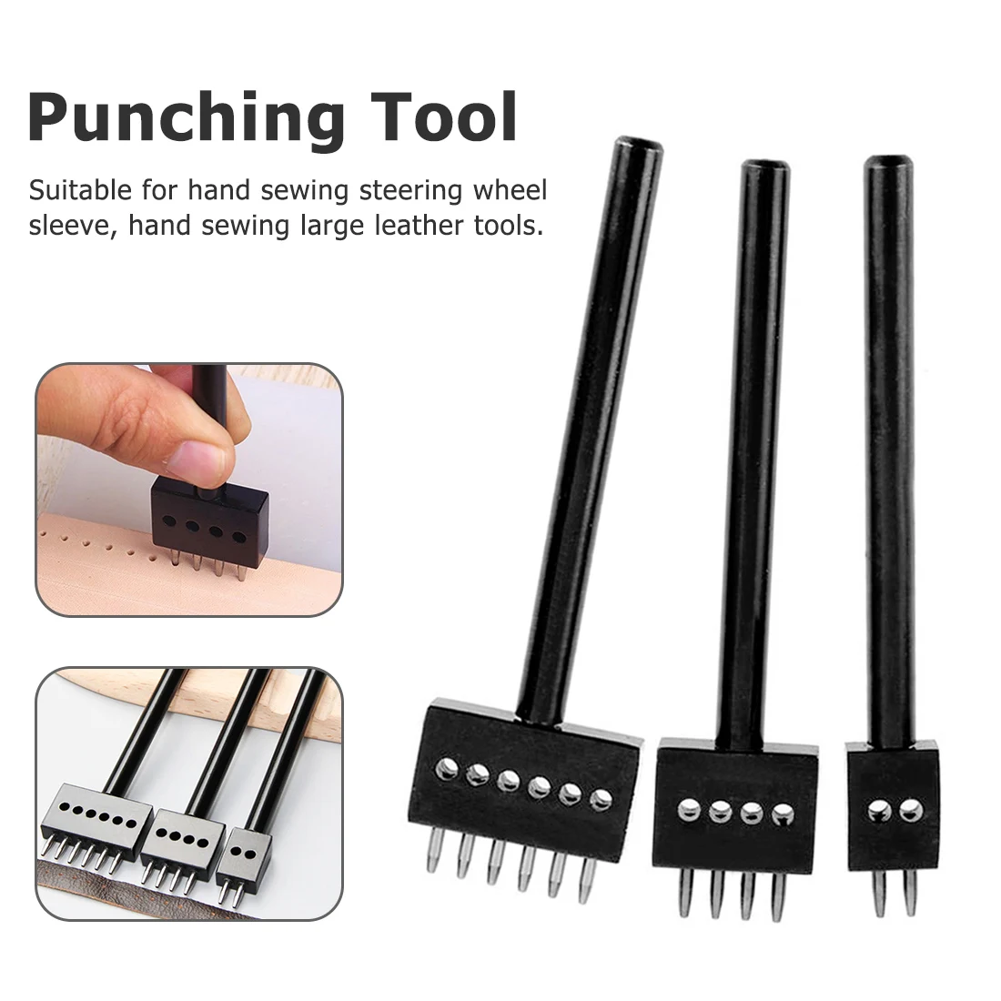 

Hole Craft 3pcs/set 5mm Pitch 2 4 6 Prong Leather Punching Hole Tool Row Punch Leathercraft Spacing Hole Cutter DIY Handmade