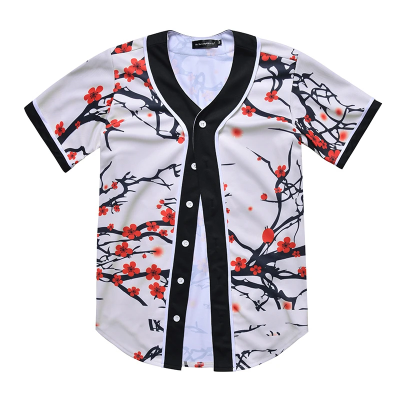 YouthCodes Flower T Shirts Men Floral Baseball Jersey Mesh Cherry