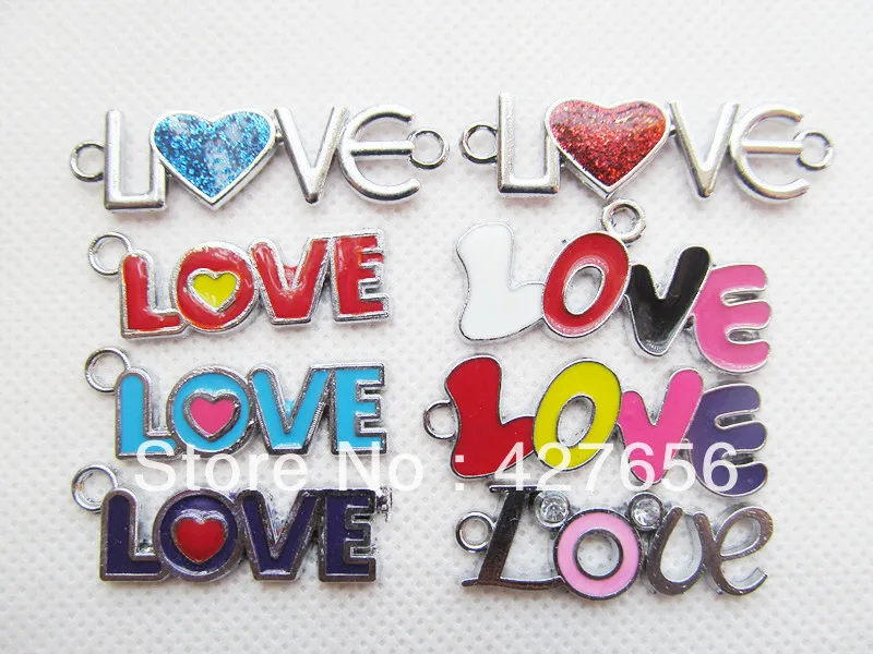 

8pcs mixed "LOVE"enamal pendant/hanging charm/finding M0001