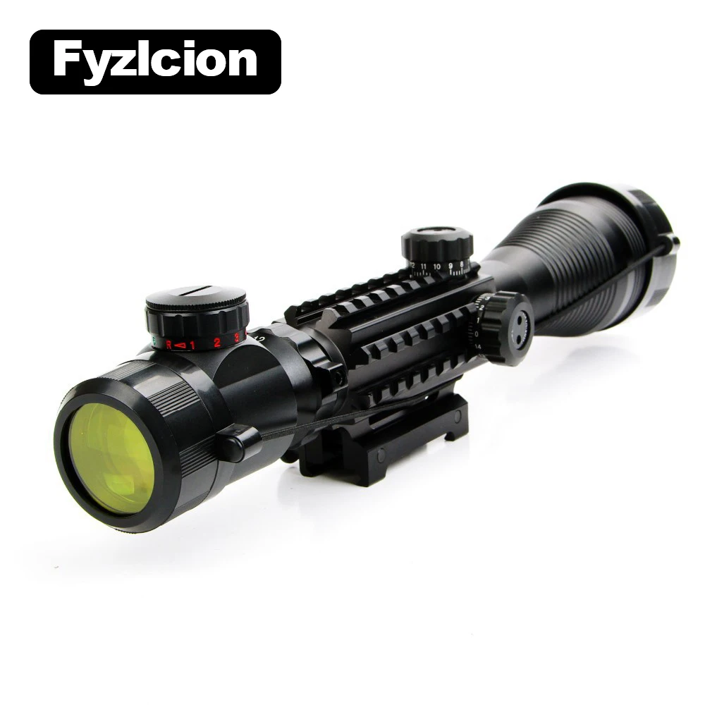 

Tactical 4-12X50 Multilayer Optical Rifle Range Red and Green Dual Lighting with Side Rail and Mount F 20mm Track