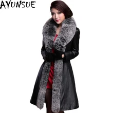 AYUNSUE Luxry натуральный Лисий Мех Новая зимняя Женская куртка из натуральной кожи теплая Длинная плюс размер 5XL пуховик Женское пальто LX1086
