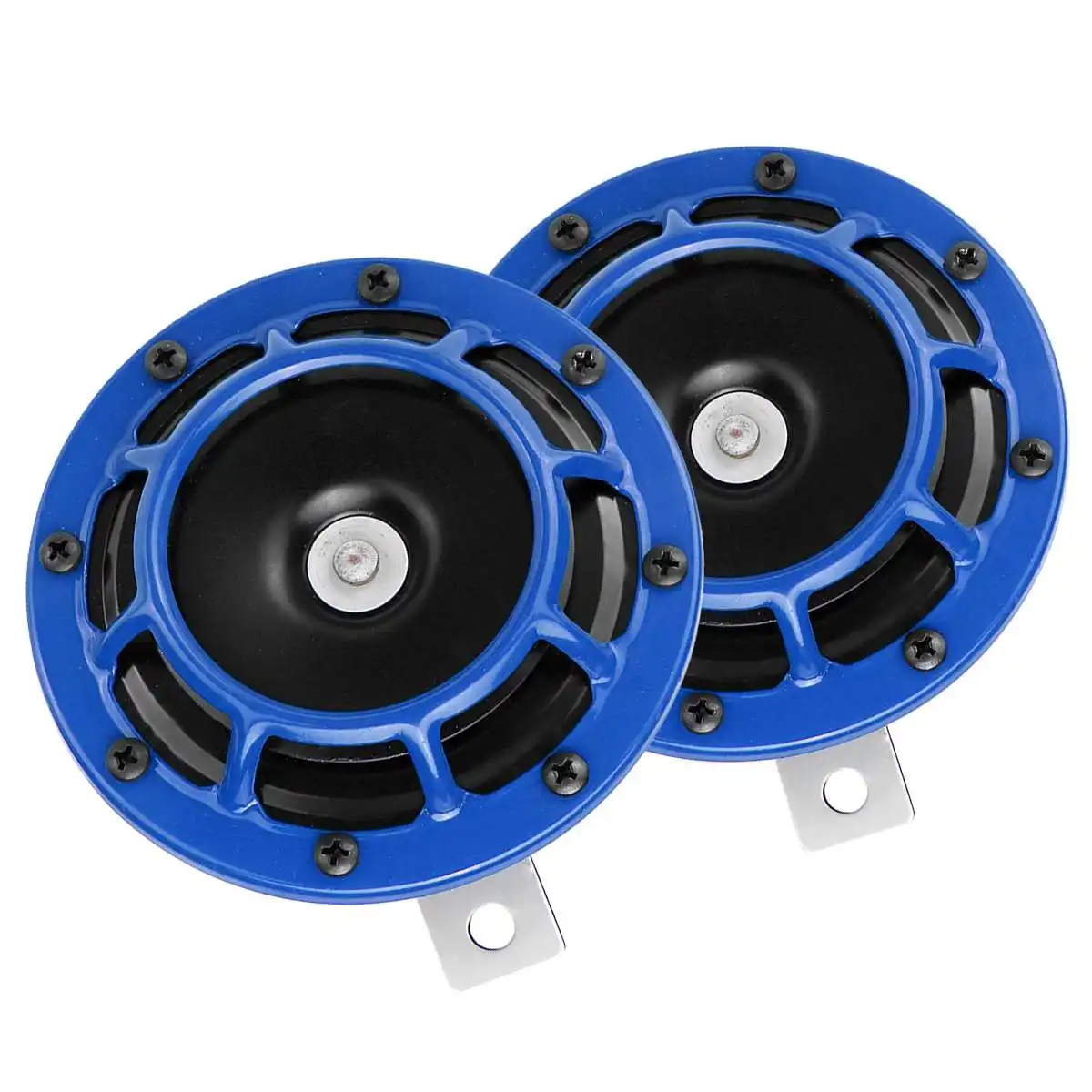 3 предмета в комплекте 12V 110db громкий компактный крепление на вентиляционную решетку Электрический тон Blast тон Hella рог для автомобилей мотоциклов для грузовика с реле - Цвет: Синий