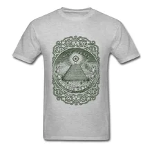 Camiseta gris Vintage hombres Camiseta con cuello redondo en bloque We Trust America High Street Tops camisetas XXL 2018 nueva ropa de algodón Pyramid Eye