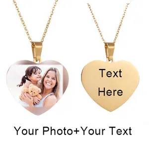 Custom Gold Heart Пользовательское имя фото сердце ожерелье персонализированные таблички Золото Серебро Черный ожерелье s для женщин индивидуальные буквы ювелирные изделия подарок - Окраска металла: Custom Gold Heart