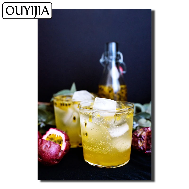 OUYIJIA 5D DIY Алмазная красная вина рисунок сока Коктейльные алмазные бокалы лимонная